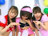 Japanese AV models play nurse and get a hard fucking