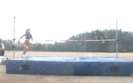 Asian amateur in nude track and field