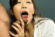 Rui Aikawa Asian chick in miniskirt gives sensual blow job