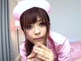 Haruki Sato sucks cock in nurse uniform